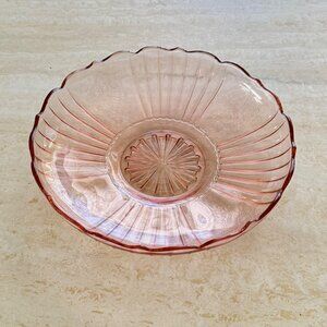 Mayfair Open Rose Pink Depression Glass Serving Bowl Floral Etched Pattern Vinta